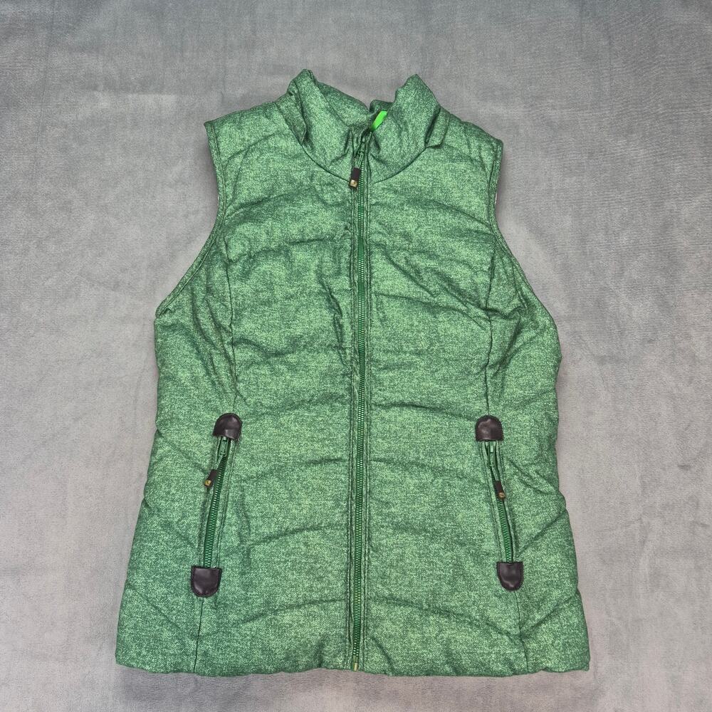Green Tea Puffer Gorpcore Vest Womens Small Faux Fur Lined Green